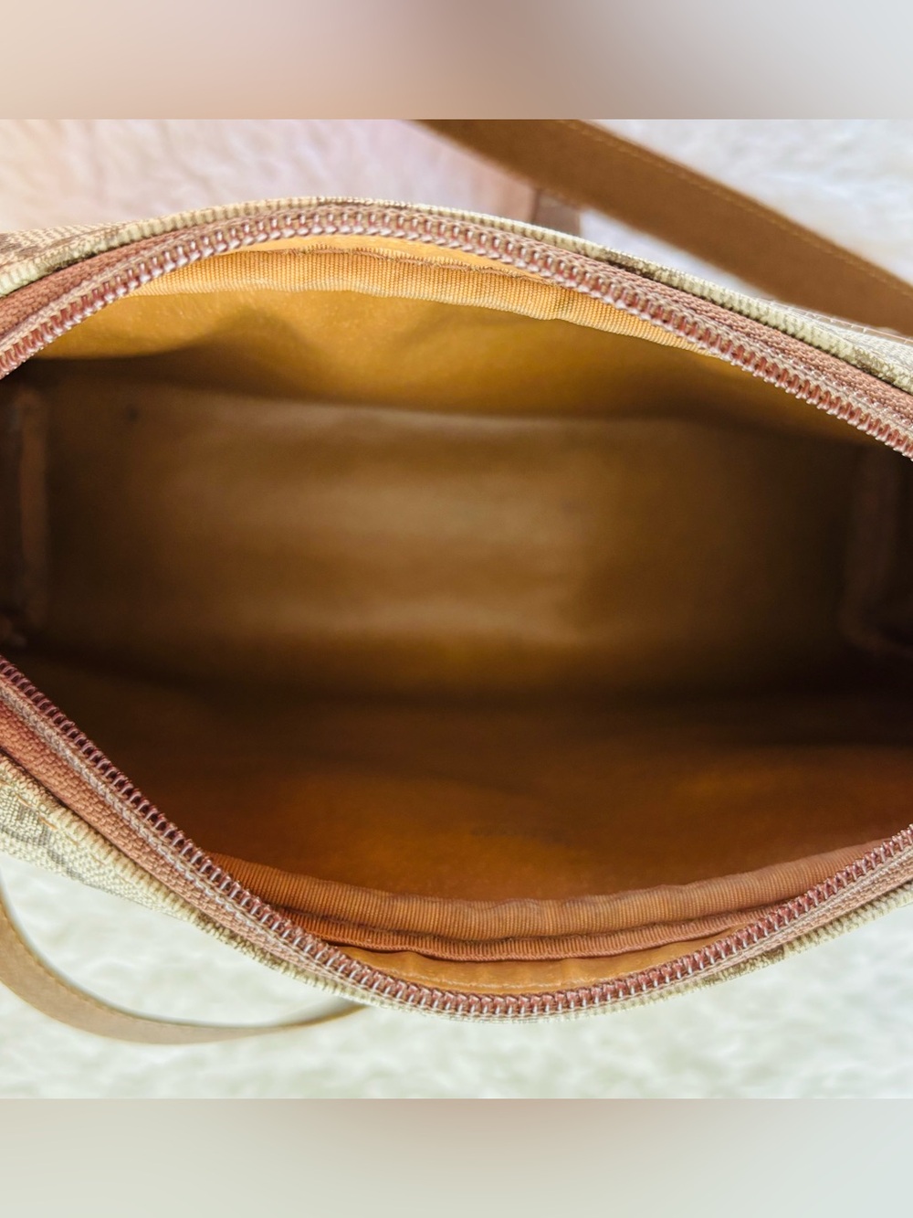 Gucci Vintage Sherry Line PVC GG Logo Brown/Beige Leather Small Shoulder Bag - Picture 14 of 16
